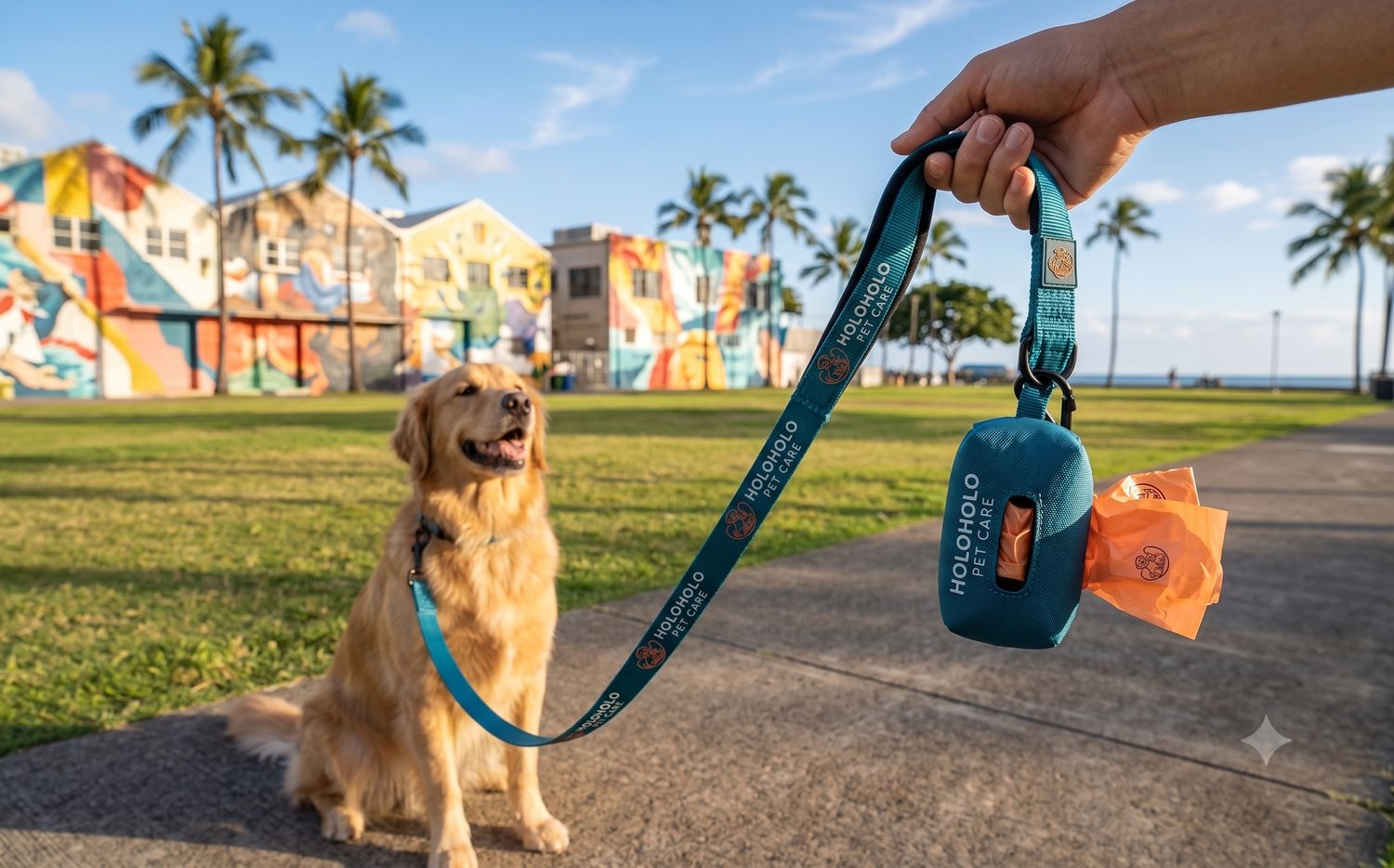 Branded HoloHolo leash and waste bag dispenser